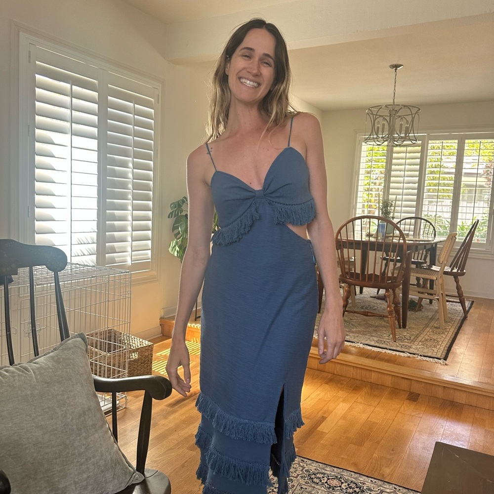 SAYLOR Blue Fringe Dress
